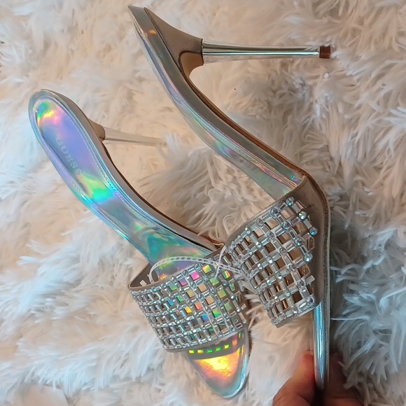GUESS Mably Rhinestone Stiletto Dress Sandals Mules Sexy High Heels NEW SZ 10M - Picture 8 of 16